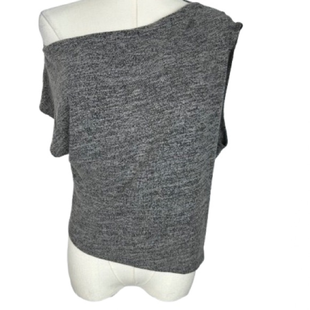 Women’s One-Shoulder Grey Knit Asymmetrical Top Size XS